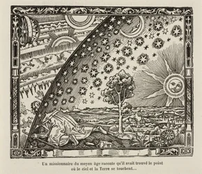 Een middeleeuwse missionaris vindt het punt waar lucht en aarde elkaar raken