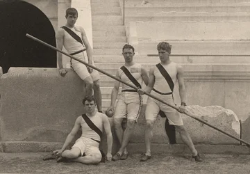 Amerikaanse atleten op de Zomerspelen, Athene, Griekenland. 1896 (foto)