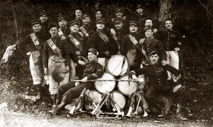 Fanfare van het 122e Franse infanterieregiment tijdens de Eerste Wereldoorlog van 14-18