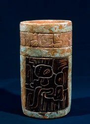 Maya begrafenisvaas uit Tikal, Peten, Guatemala, Klassieke Periode, ca. 300-900 AD
