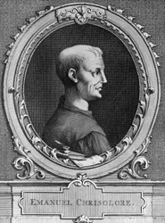 Portret van Emanuele Crisolora, Byzantijnse humanist, gravure