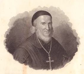 Portret van de Italiaanse bisschop Adeodato Turchi, kopergravure door G Guzzi naar schilderij van Francesco Vicira