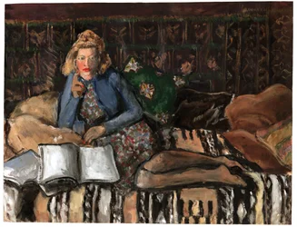 Vrouw die leest, ca. 1940-1950