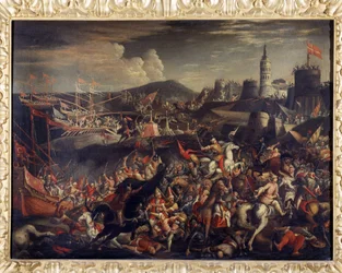 Aanval van de Saracenen op het eiland Malta, verdedigd door de Hospitaalridders in 1565