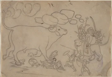 Durga Confronteert de Buffeldemon Mahisha: Scène uit de Devi Mahatmya