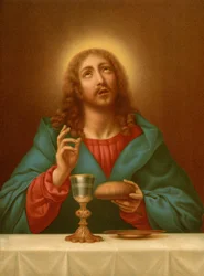Christus zegent het brood en de wijn