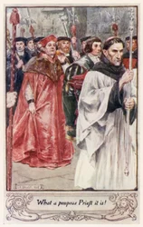 Wat een pompeuze priester is het!