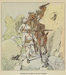 Bergartillerie op de weg naar Andriba