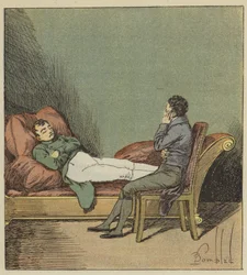 Las Cases kijkt naar de slapende Napoleon