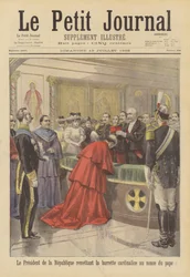 President Faure van Frankrijk plaatst de kardinaalshoed op het hoofd van de pauselijke nuntius