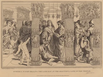 St. Petrus en St. Johannes genezen de Lamme Man bij de Mooie Poort van de Tempel, Handelingen