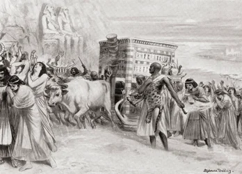 Een begrafenisstoet tijdens de XIX Dynastie, oud Egypte, uit Hutchinsons Geschiedenis van de Naties, pub.1915