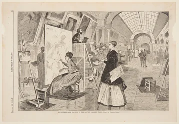 "Kunst - Studenten en Kopieerders in de Louvre Galerij, Parijs"