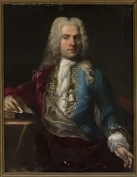 Portret van een man met een pruik en een brief