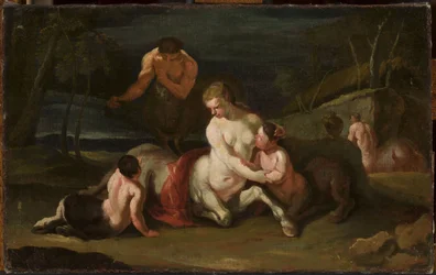 Portret van centaurfamilie tegen landschap