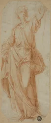 Staande gedrapeerde figuur