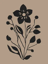 Zwart botanisch silhouet