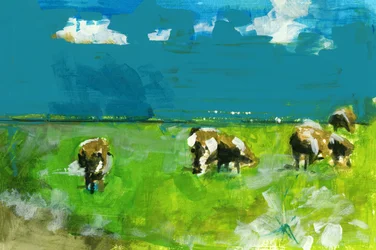 Landschap met grazende koeien
