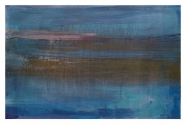 Mistige blauwe horizon