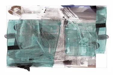 Moderne abstracte vormen in blauwgroen