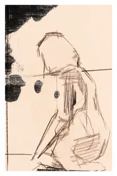 Schets van een peinzende figuur