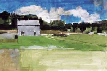 Landelijk landschap met schuur