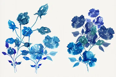 Aquarel: Blauwe bloesems