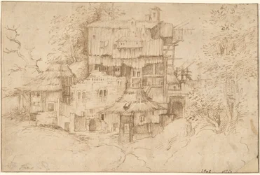 Een complex van rustieke huizen gebouwd over ruïnes