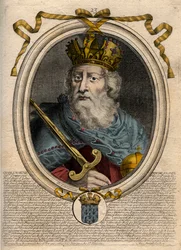 Karel de Grote (742-814), koning der Franken en christelijke keizer van het Westen. Gravure uit 