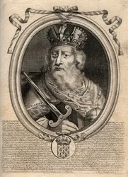 Karel de Grote (Karel I genaamd de Grote, Carolus Magnus, 742-814), Koning van de Franken - Karel de Grote (Carolus Magnus, Karel de Grote) (747-814) Koning van de Franken en Christelijke Keizer van het Westen - gravure uit 