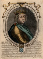 Portret van Karel IV de Schone (1294-1328), koning van Frankrijk - gravure uit 