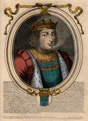 Portret van Karel V de Wijze - gravure uit 
