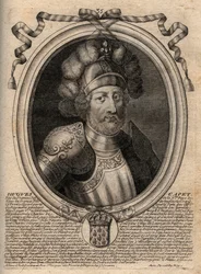 Portret van Hugues I Capet (ca. 941-996), hertog van Frankrijk en daarna koning van Frankrijk - gravure uit 
