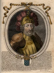 Portret van Hugues I Capet (ca. 941-996), hertog van Frankrijk en later koning van Frankrijk. Gravure uit 