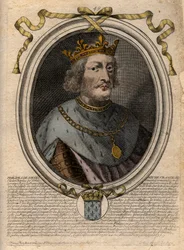 Portret van Philippe VI van Valois (1293-1350), koning van Frankrijk - Philip VI van Valois (1293-1350) koning van Frankrijk - gravure uit 