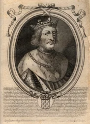 Portret van Filips VI van Valois (1294 - 1350), koning van Frankrijk - gravure uit 