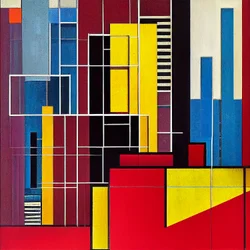 Boston stadsgezicht, Abstract kleurrijk canvas