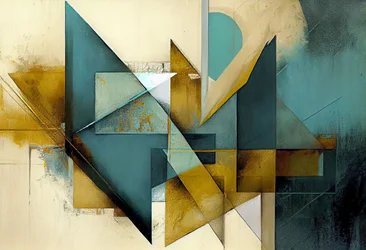 Mid century Modern canvas, abstracte kunstvormen