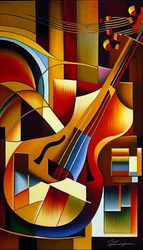 Muziekinstrument, abstract schilderij