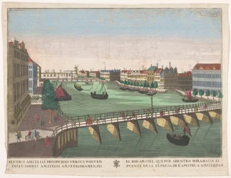 Gezicht op de Binnen-Amstel tussen de Blauwbrug en de Hogesluis te Amsterdam