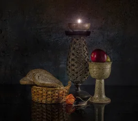Rustiek stilleven met kaarsen