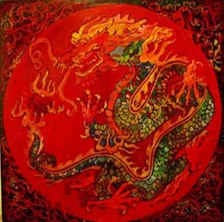 Draak, 2016 (gemengd, acryl, inkt, olie)