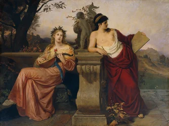 Allegorie van muziek en schilderkunst