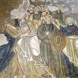 Judaskus, mozaïek in het katholikon (hoofdkerk) van het klooster Nea Moni (Werelderfgoedlijst van UNESCO)