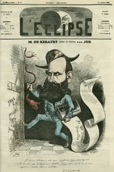 Cartoon door Emile Keratry (1832-1904), Franse politicus. Omslag in L