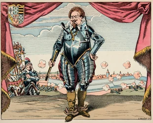 Illustratie uit het boek „Le bon roy Henri”, geïllustreerd door Jacques Marie Gaston Onfray de Bréville, genaamd JOB (1858-1931): portret van Charles de Lorraine (1554-1611), hertog van Mayenne, militair leider van de Liga, vijand van Hendrik IV