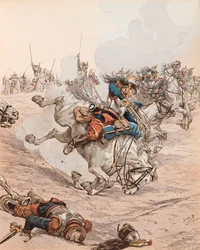 Aanval van de slagschepen bij de Slag van Reichshoffen (of Frœschwiller Woerth) in 1870, Privécollectie