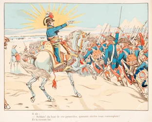 Napoleon Bonaparte bij de Slag om de Piramides in 1798