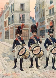 Jacques Marie Gaston Onfroy de Bréville, genaamd JOB (1858-1931) - Kleding van Franse troepen door de eeuwen heen: tamboers van de Nationale Garde van Parijs (1814-1815), privécollectie