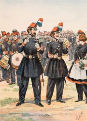 Jacques Marie Gaston Onfroy de Breville - Uniformen van de Franse troepen: Tambour Major, dirigent en cantinière van de Mobiele Garde